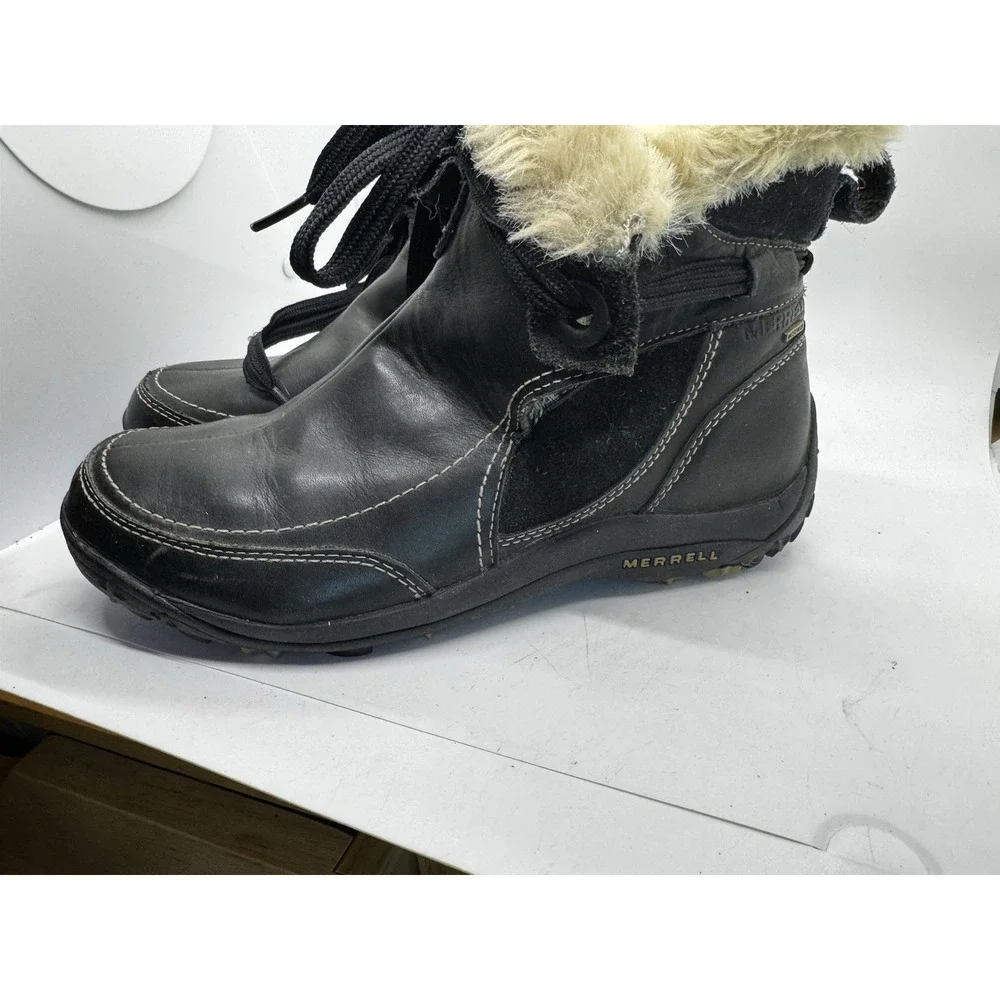 Merrell Nikita Women's Size 9.5 Waterproof Black Leather Winter Boots EUC SB20